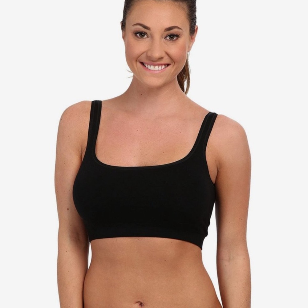 Yummie Bralette Tanya Black Scoop Seamless Bra With Removable Cups 1X/2X